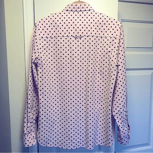 Pink & Black Polka Dot Oxford-Style Cotton Twill Long-Sleeved Shirt - Picture 3 of 8